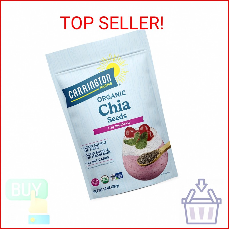 Carrington Farms Organic Chia Seeds, Gluten Free, USDA Organic, 14 Ounce