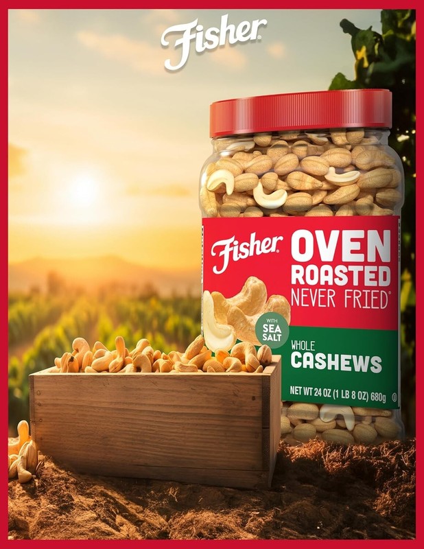24oz Reusable Canister of Oven Roasted Cashews - Healthier Snack Choice gallery