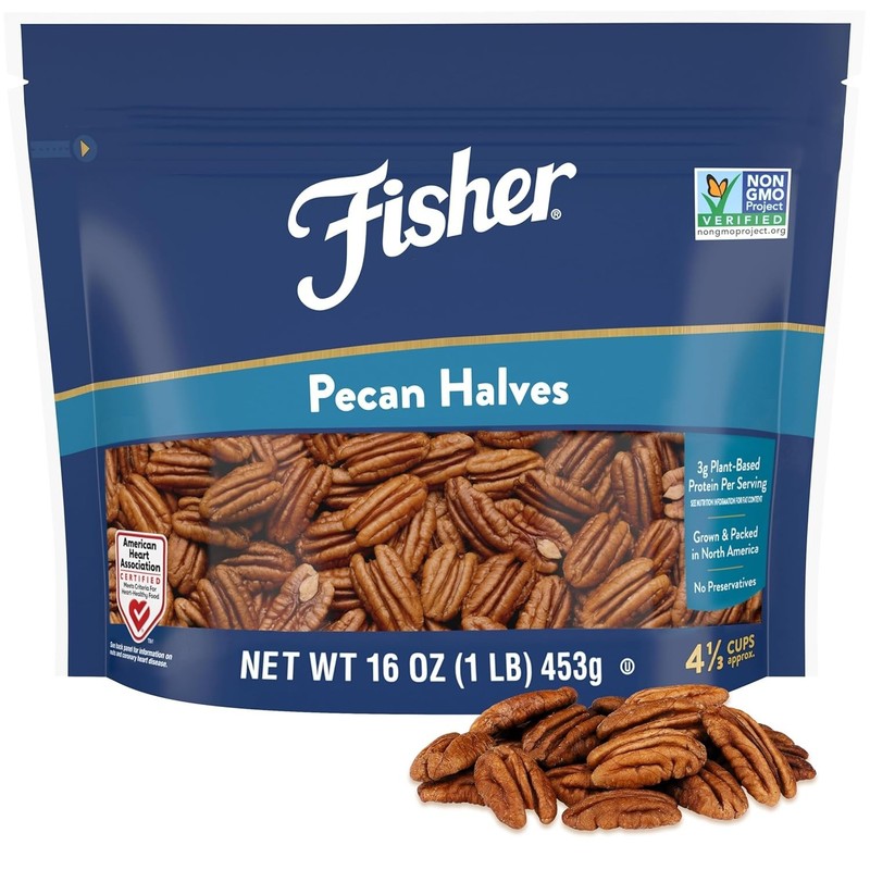 Pecan Halves 1 Lb Resealable Bag, Unsalted Raw Nuts for Cooking, Baking & Sna…