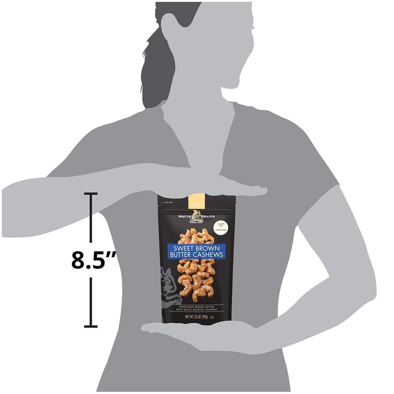Squirrel Brand Sweet Brown Butter Cashews, 3.5 Ounces Resealable Bag, Gluten gallery