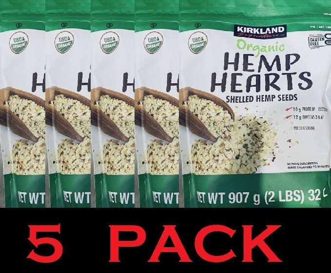 5x Kirkland Signature USDA ORGANIC Hemp Hearts Shelled Hemp Seeds 32 oz – 5 PACK