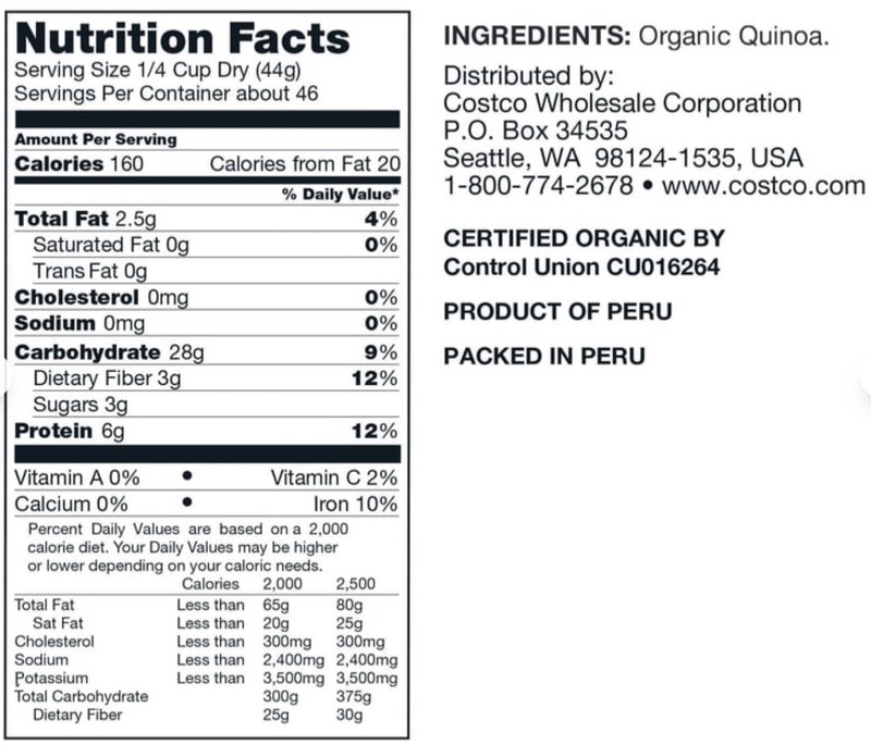 Kirkland Signature, Organic Quinoa, 4.5 lbs. FREE Shipping, EXP 09/2028 gallery