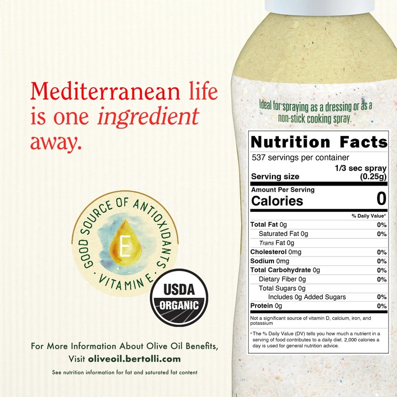 Bertolli Organic Extra Virgin Olive Oil Spray, 6 Pack, 4.9 oz - USDA Certified gallery