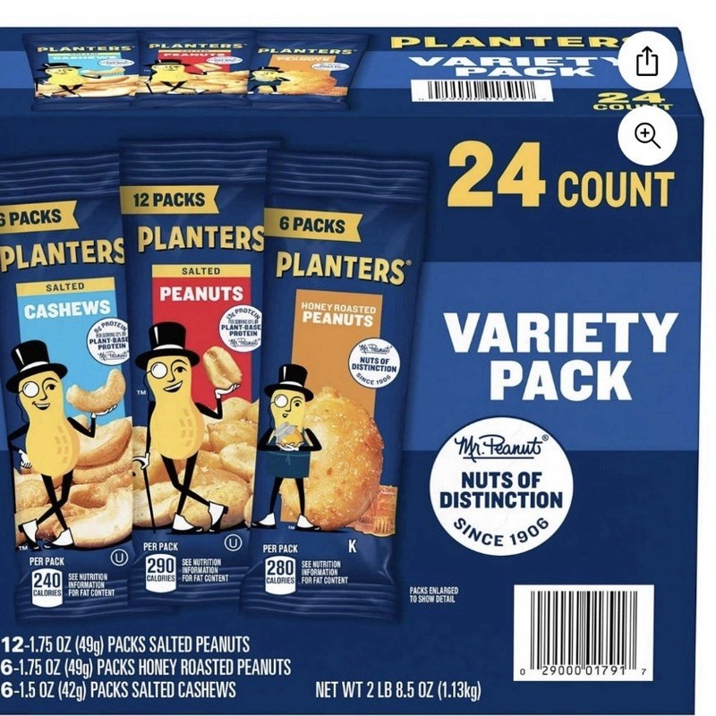 Planters Nuts Cashews and Peanuts Variety Pack (40.5 oz., 24 pk.) Great Price