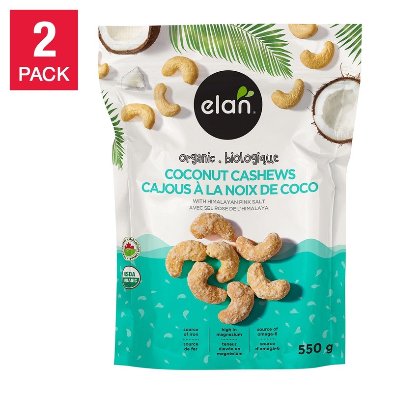 Elan Organic Coconut Cashews, 2 × 550 g 