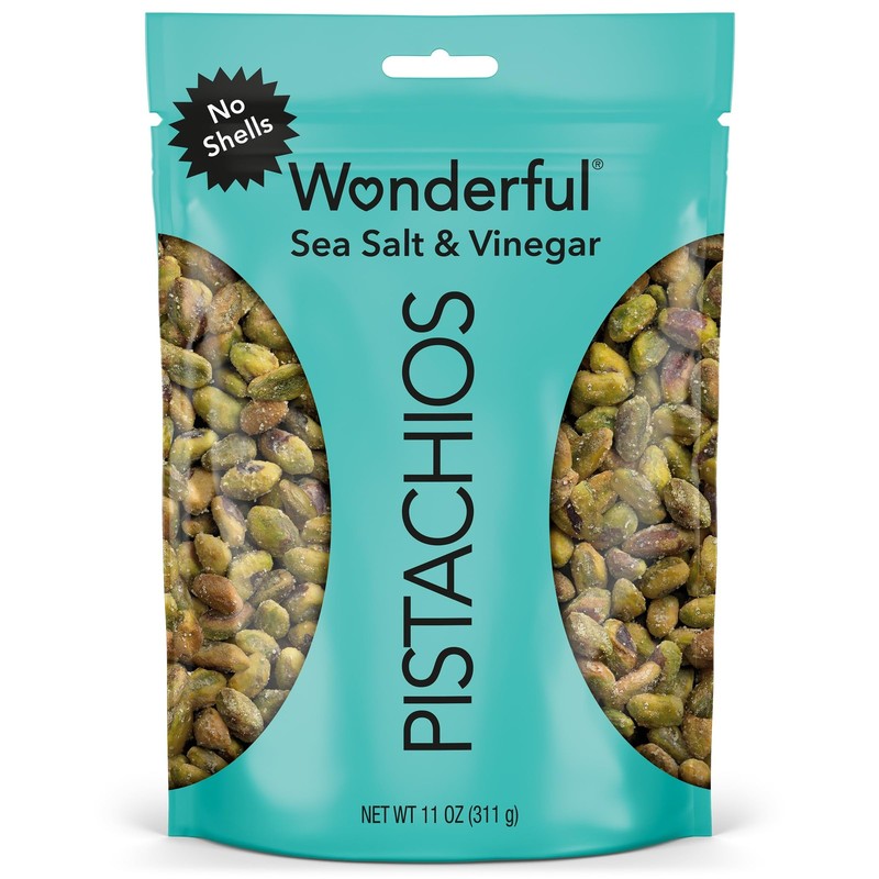 No Shells, Sea Salt & Vinegar Flavored Nuts, 11 Ounce Resealable Bag, Protein…