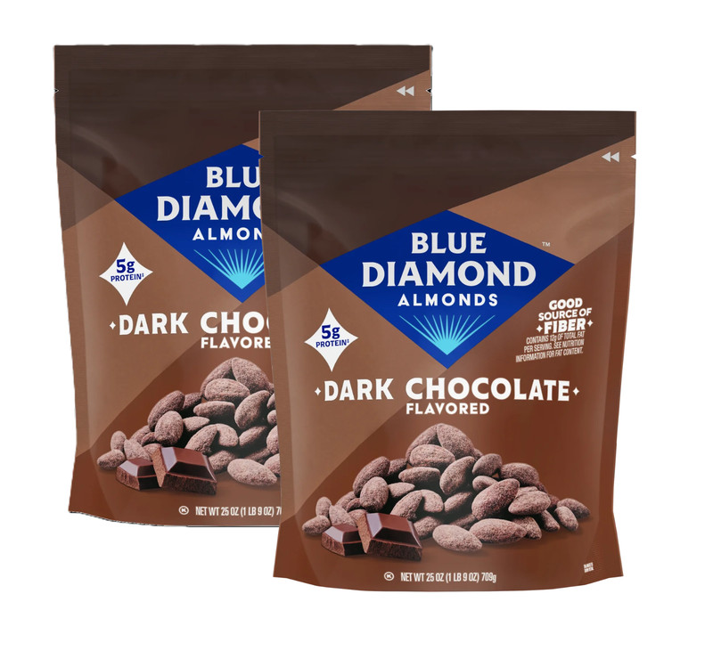 (2 Pack) Blue Diamond Almonds Oven Roasted Dark Chocolate Flavored Almonds 25 oz