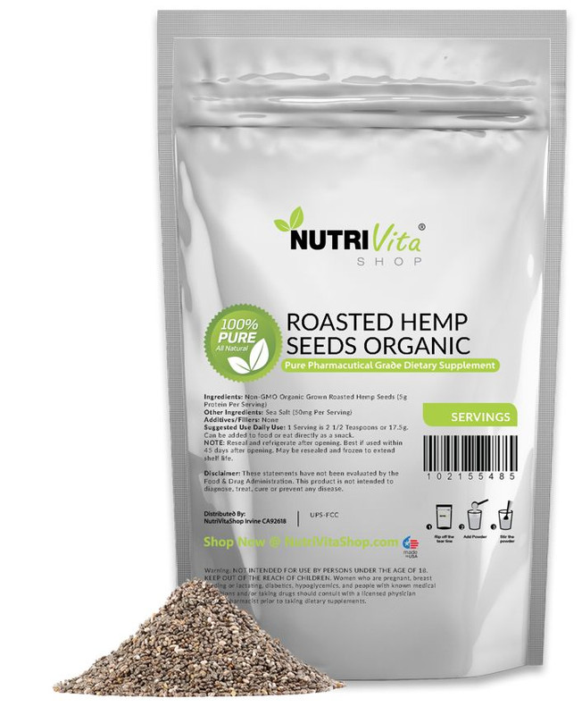 6 LB (96oz) 100% PURE ROASTED HEMP SEEDS VEGAN GLUTEN-FREE nonGMO ORGANIC GROWN