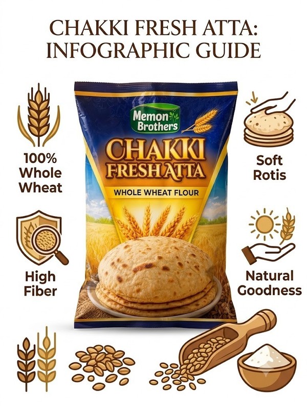 Chakki Fresh Atta Whole Wheat Flour 20lb Bag | 100% Whole Wheat |Memon Brothers gallery
