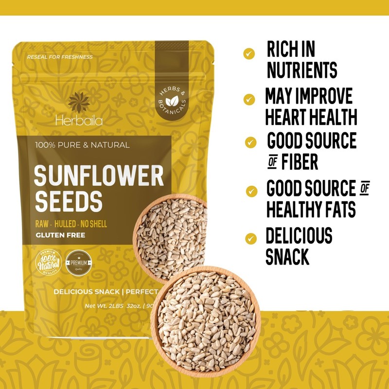 Sunflower Seeds Raw 2lbs - Unsalted to Eat - Shelled Large gallery