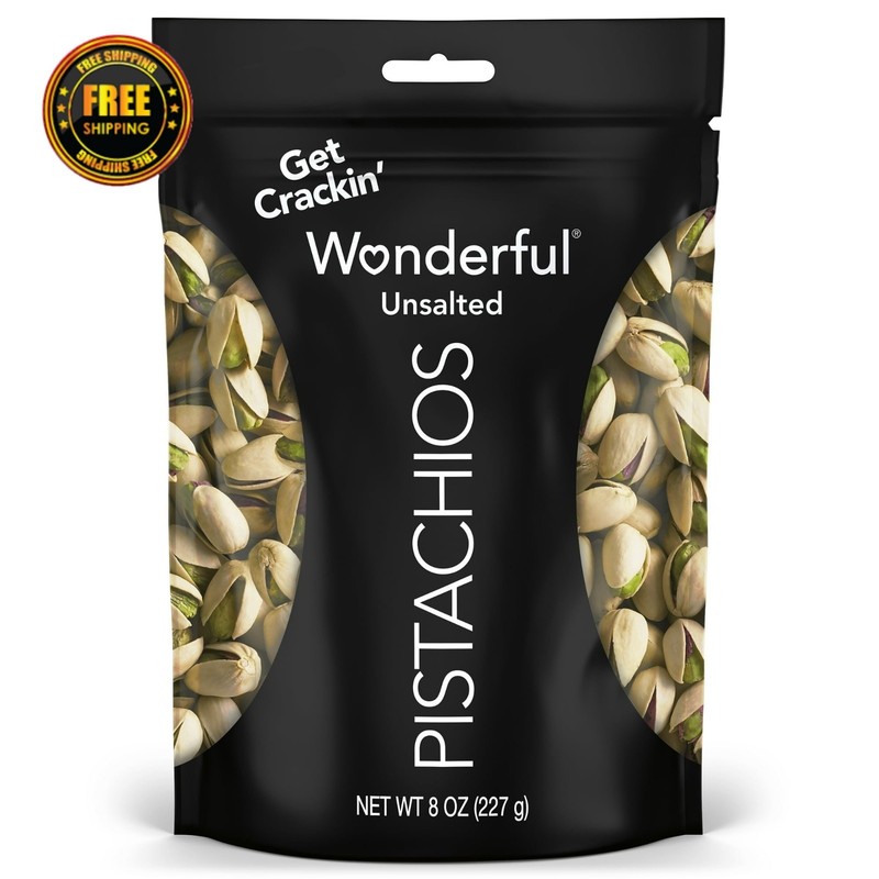 Wonderful Pistachios In-Shell, Unsalted, 8 oz Resealable Bag