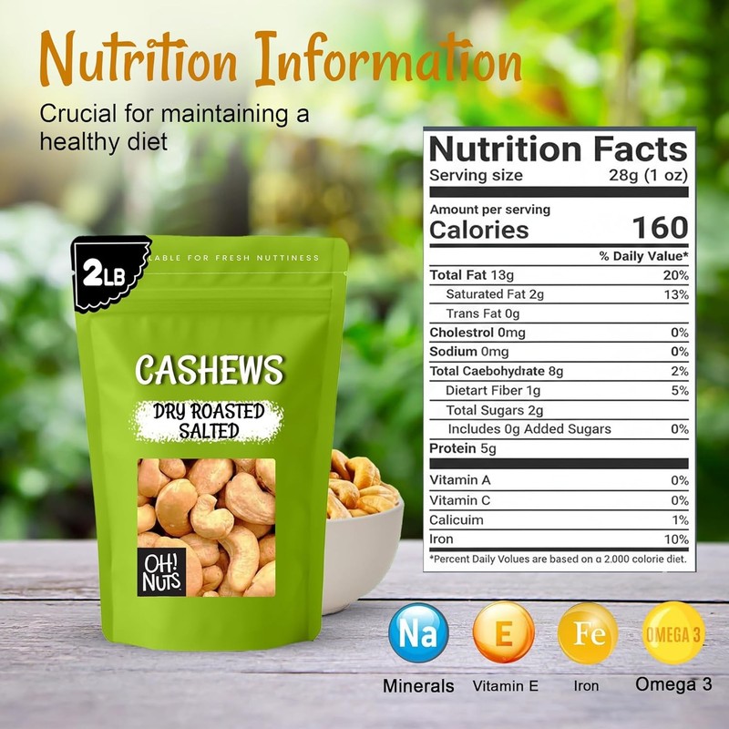 Cashews Roasted Unsalted - 1 lb - Roasted Unsalted Cashews - gallery
