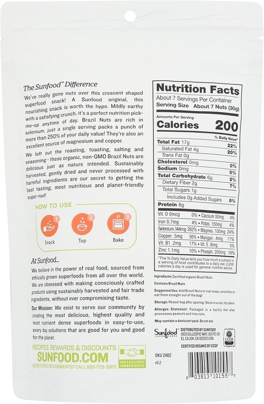 Organic Brazil Nuts Raw Unsalted 8 oz Bag, Protein Source, Vegan, Non GMO, USDA gallery