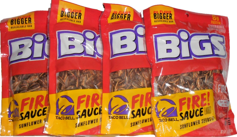 BIGS Sunflower Seeds Taco Bell Fire Sauce 5.35 Oz. 4 Pack 152g Indoor Outdoor