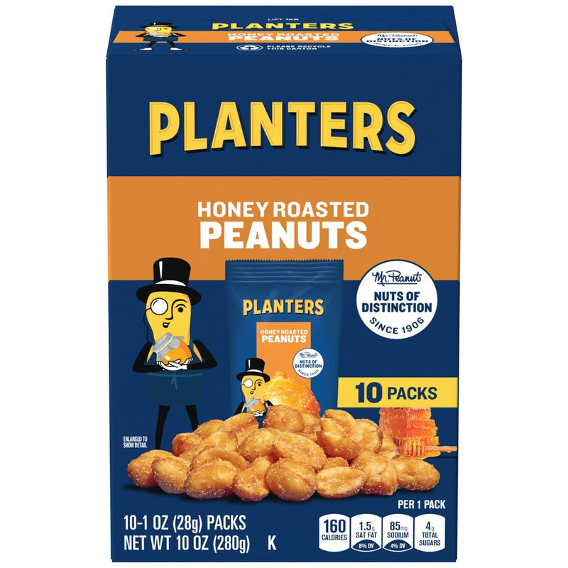 Planters Honey Roasted Peanuts 10 Ct Box 1 Oz Packs Pack of 6