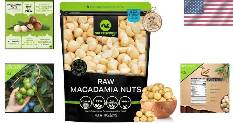 Nut Cravings Macadamia Nuts | Raw Fresh Snack Resealable Bag Kosher & Healthy gallery