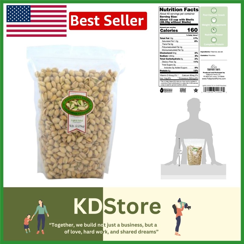 Quality 5 LB In-Shell Sea Salted Pistachios - Healthy Gourmet Treat