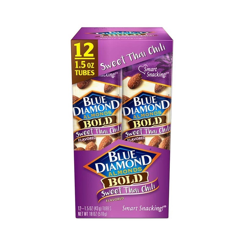 Blue Diamond Bold Sweet Chili Thai Flavored Snack Nuts 1.5 oz tube, 12 Pack