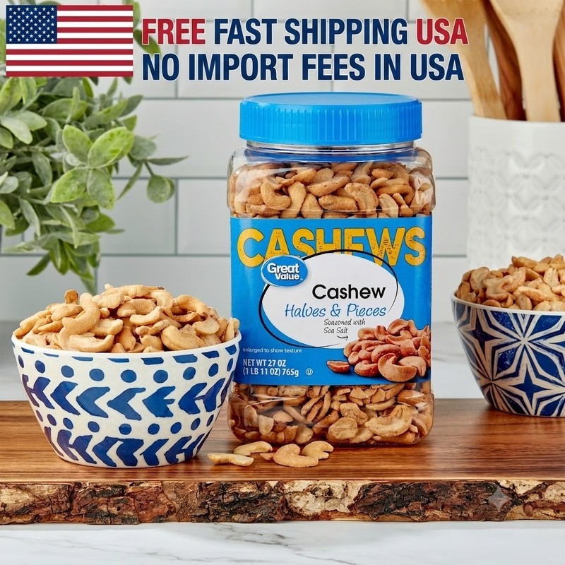 Great Value Cashew Halves & Pieces 27 oz | Fresh | Usually Delivered in 2–3 Days