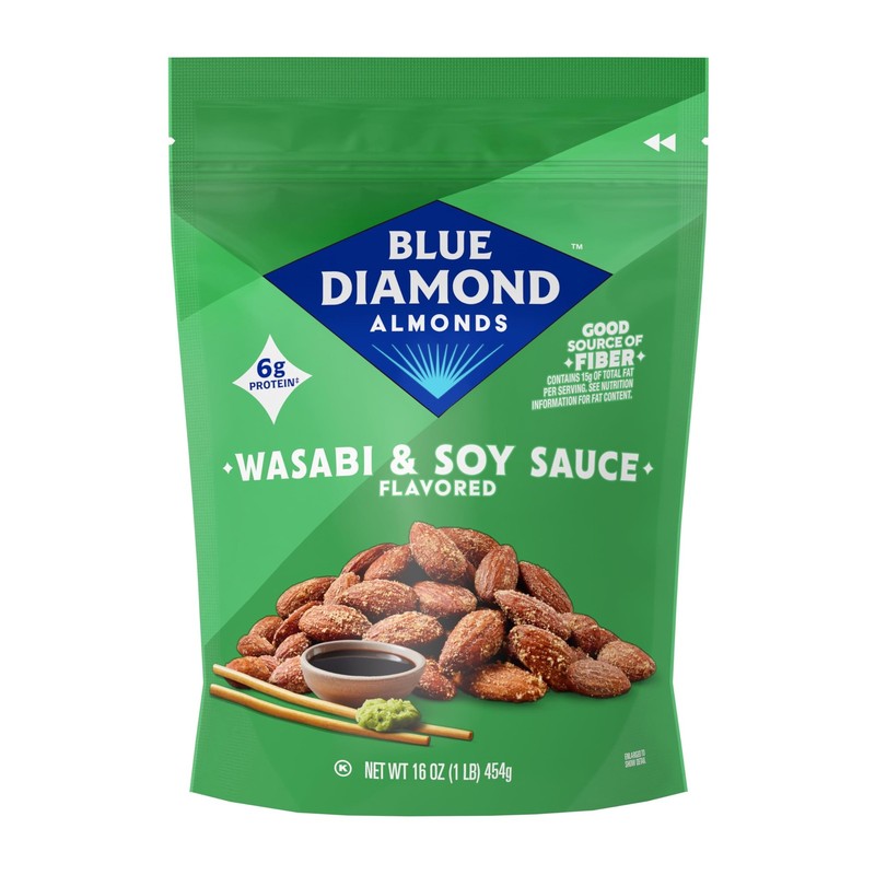 Blue Diamond Almonds Wasabi & Soy Sauce 16 Ounce (Pack of 1), 16oz Bags