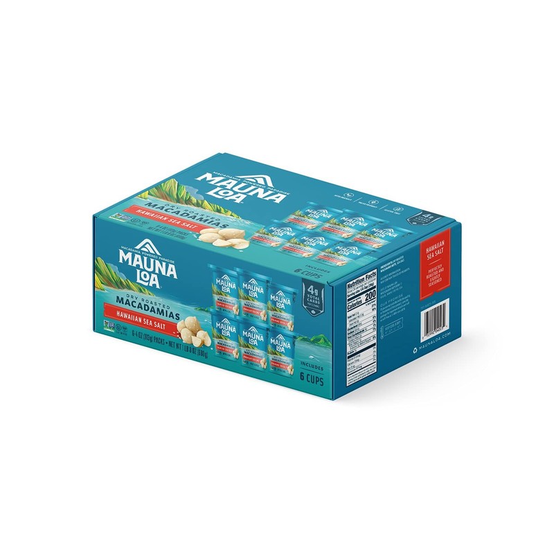 Mauna Loa Premium Roasted Macadamia 4 Ounce (Pack of 6), Hawaiian Sea Salt