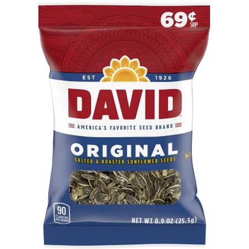 8x David Original Sunflower Seeds Pack Snack Chewy Lot Sealed 0.8oz