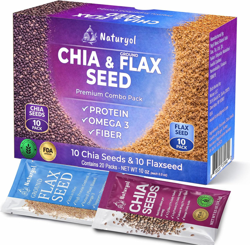 Naturyol Chia and Flax Seed Blend Sticks, Ground Flax Seeds and Chia Seeds Trave