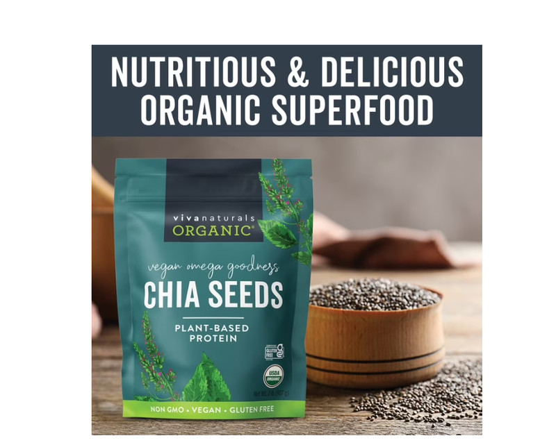 Organic Chia Seeds 2 LBs - Plant-Based Omega-3 and Vegan Protein, Non-GMO Chi gallery