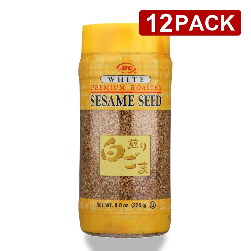 Jfc Roasted White Sesame Seed Container 8 Ounces Seeds Oz 12 Pack