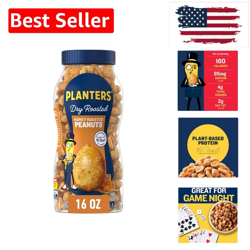 Honey Roasted Peanuts, Dry Roasted Peanuts, Party Snack, Plant-Based Protein,…
