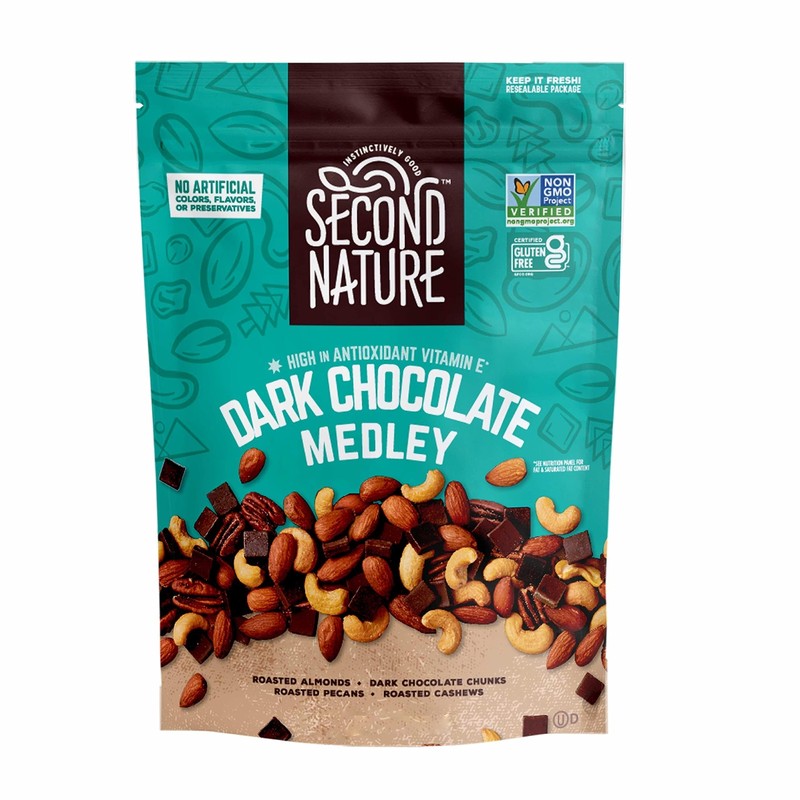 Second Nature Dark Chocolate Medley Trail Mix Pack of 12 Resealable Pouches