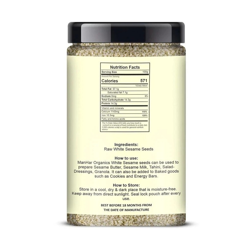 ManHar Organics White Sesame Seeds 475gm gallery