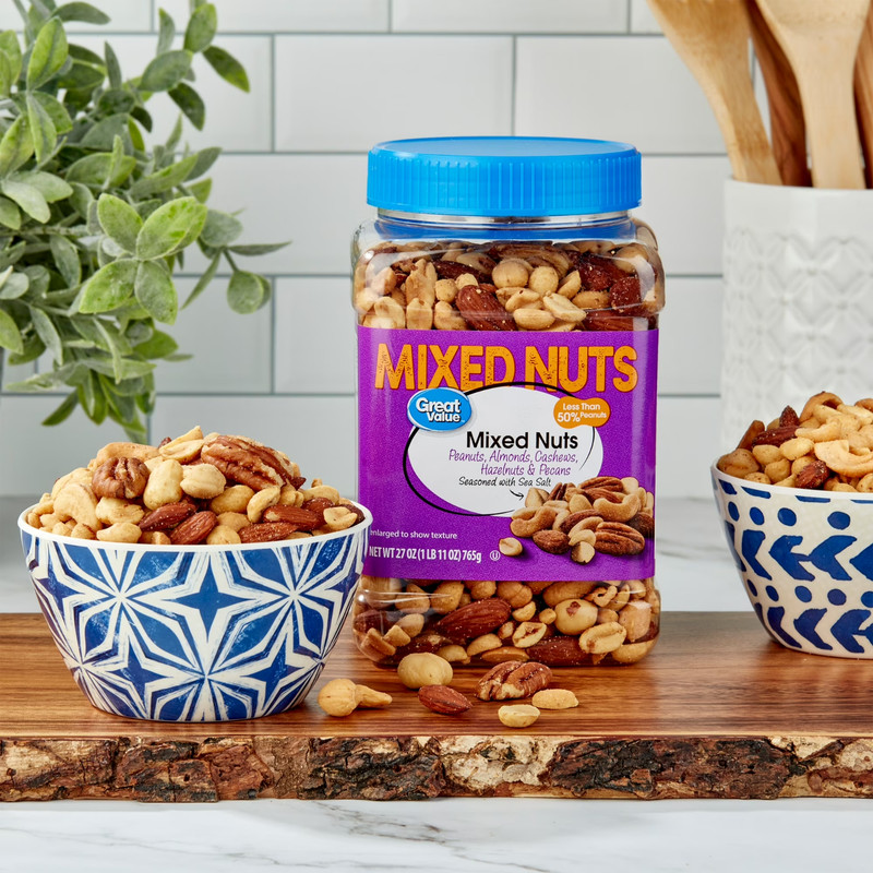 Great Value mixed nuts with peanuts 27 oz………