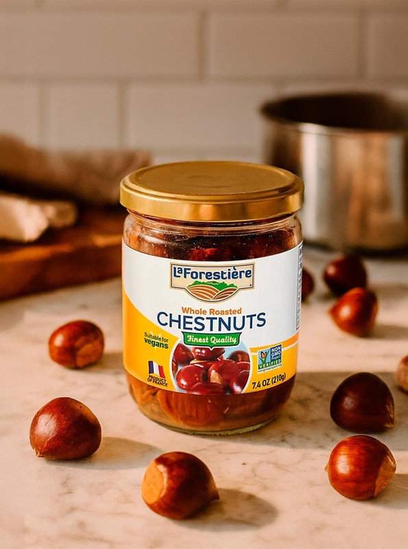 La Forestière Whole Roasted Chestnuts, Ready-to-Eat Snack, Pack of 2 (7.4 oz) gallery