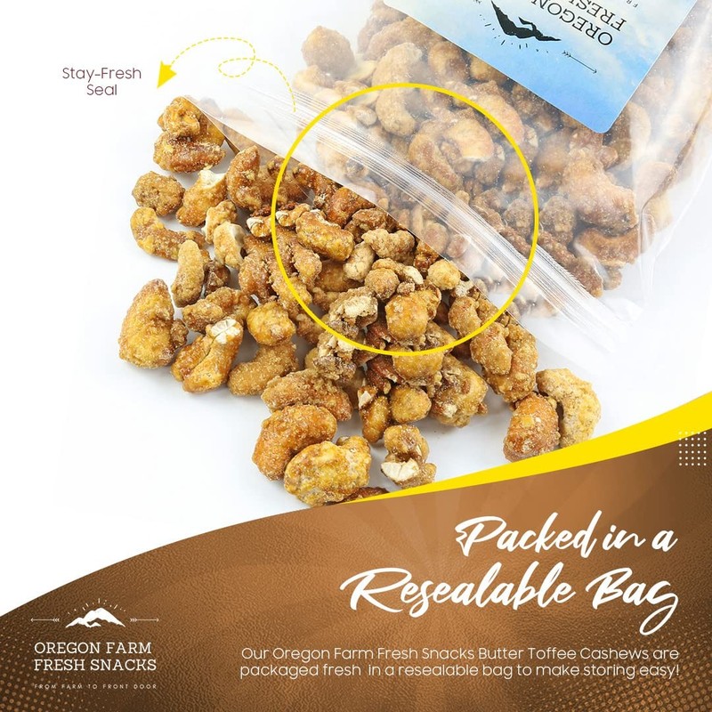 Oregon Farm Fresh Snacks Butter Toffee Cashews – Butter Toffee Coated Cashew ... gallery