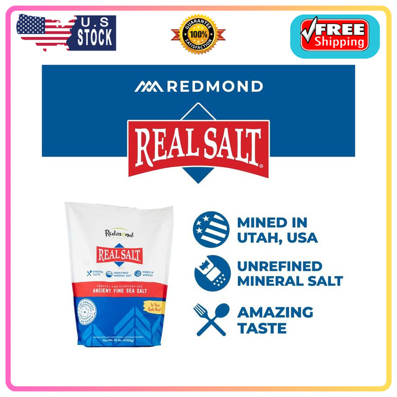 Redmond Real Salt 10 Lb Bag- Natural Unrefined Gluten Free, Fine Sea Salt, 10lb gallery