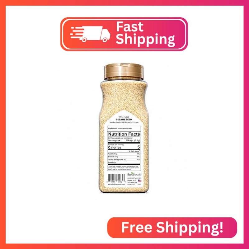 iSpice | Sesame Seeds Hulled | 16 oz | Bulk Size | Gourmet Spice | Kosher gallery