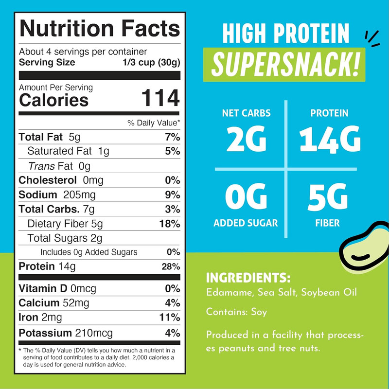 - Crunchy Roasted Edamame Beans (Sea Salt) - Keto Snacks (2G Net) - High Protein gallery