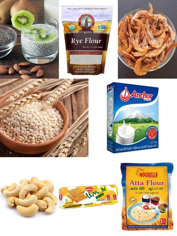 Rye Flour Chai Seeds Anchor Barley rice Shrimp Cashew nuts Atta flour Combo Pack