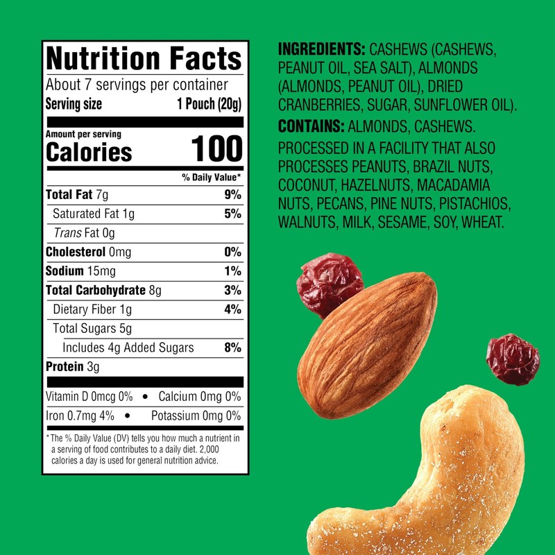 Nuts Cashews and Almonds with Dried Cranberries 7 Ct (1-Pack) | 100-Calorie I... gallery