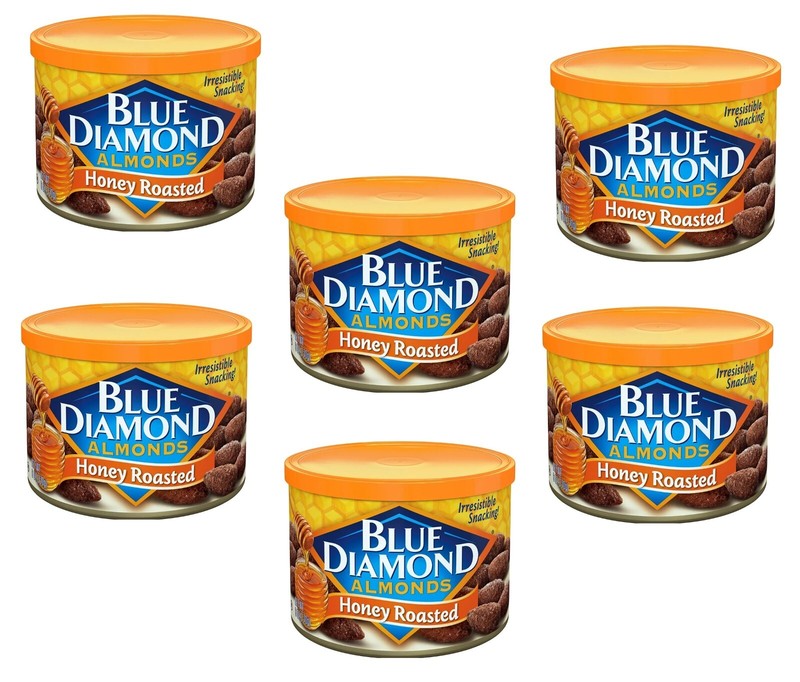 Blue Diamond Honey Roasted Almonds 6-Pack, 6 oz Each - Sweet & Salty Snack Nuts
