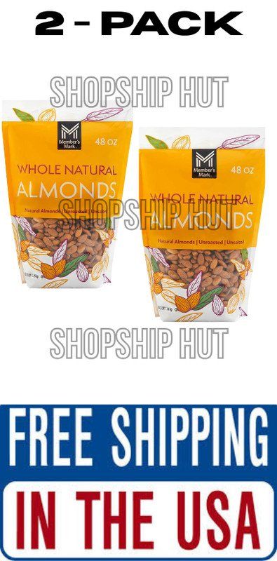2 PACK – Member’s Mark Natural Whole Almonds (3 lbs each) Total 6 lbs. FRESH