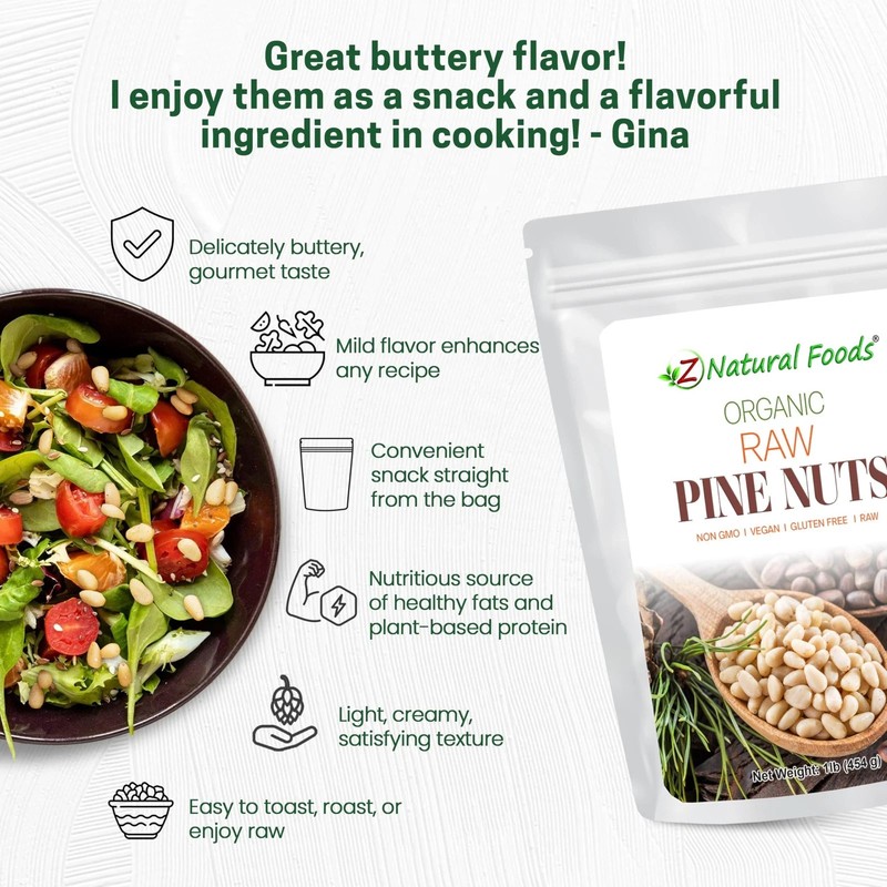Z Natural Foods Organic Pine Nuts - Raw Nutrient-Dense Superfood Packed in Ai... gallery