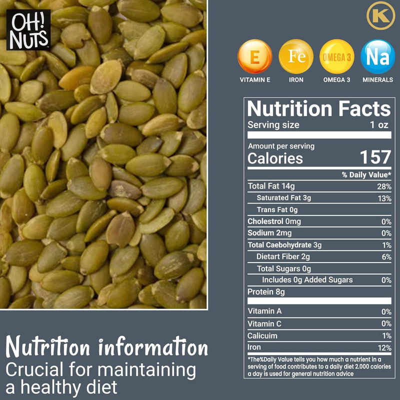 Pepitas Raw Unsalted Pumpkin Seeds - All-Natural Protein Power - Fresh, Healthy gallery