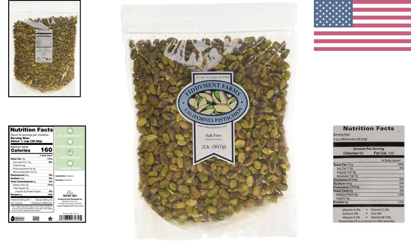 2lb Salt Free California Pistachio Kernels - Perfect for Gifting & Snacking gallery