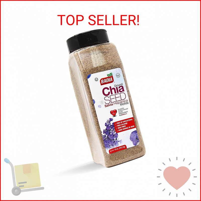 Badia Ground Chia Seeds, 16 oz – Superfood for Smoothies, Baking & Cooking – Sou