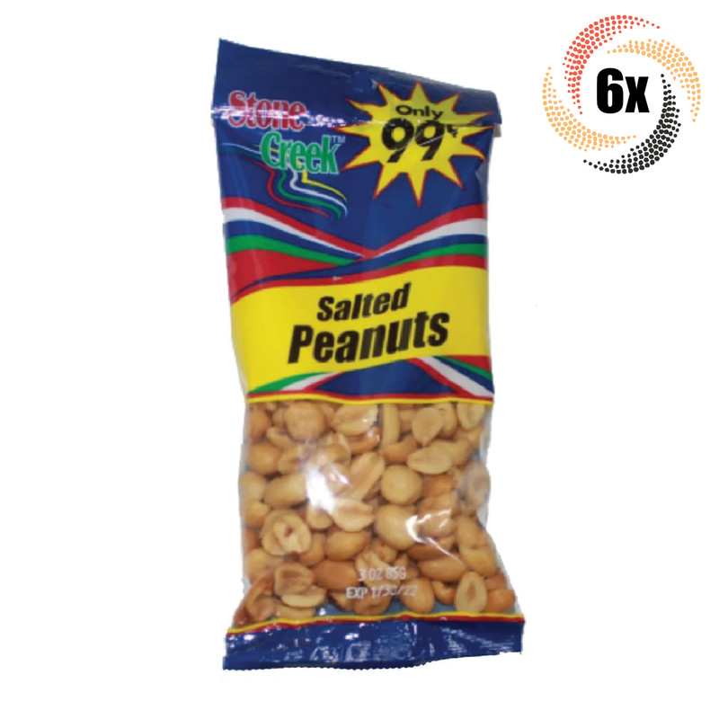 6x Bags Stone Creek High Quality Salted Peanuts | 3oz | Fast Shipping