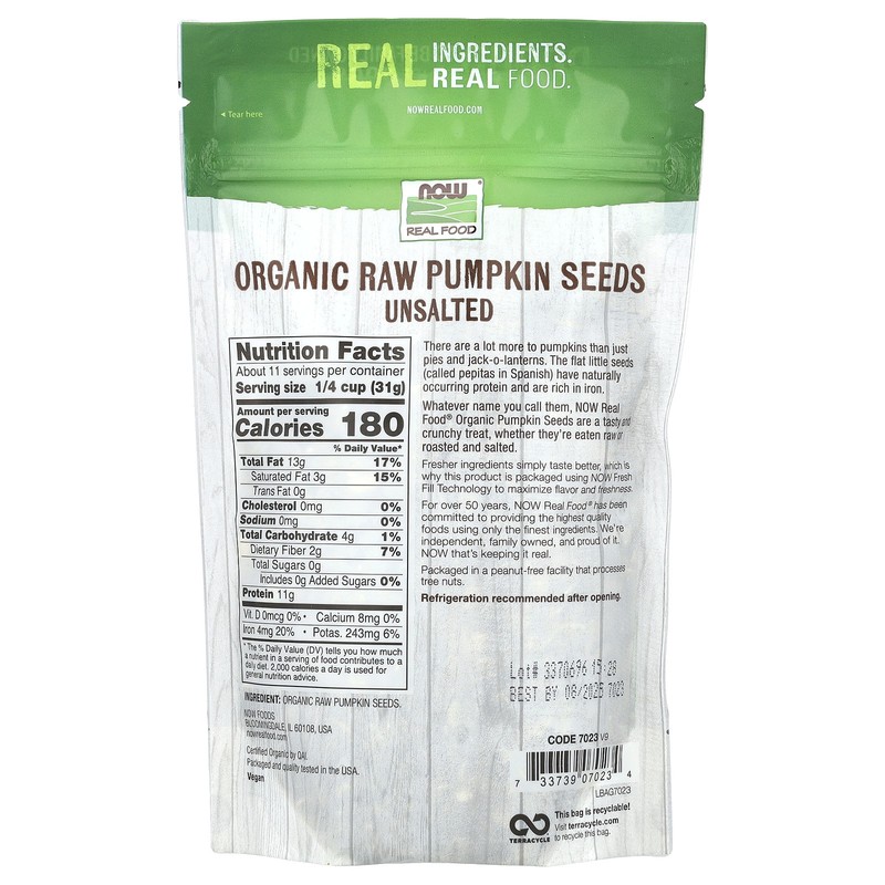 Organic, Raw Pumpkin Seeds, Unsalted, 12 oz (340 g) gallery