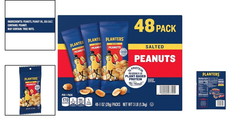 Salted Peanuts by Planters - 48 Count Individual 1oz Bags for Quick Snacking gallery