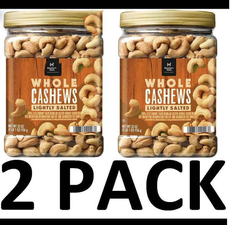 2 PACK – Member’s Mark Lightly Salted Whole Cashews (33 oz.) Total 66 oz.